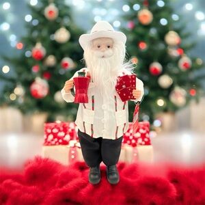 Cuban Santa 18” Figurine w/ Guayabera, Dominós & Espresso Maker